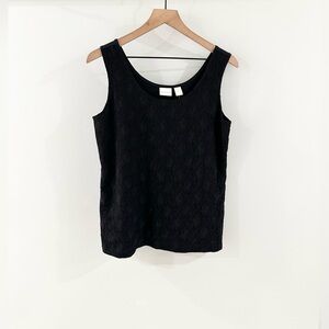 NWT Chico’s Lace Contemporary Basic Knit Tank In Black Size 2 (Large/12)